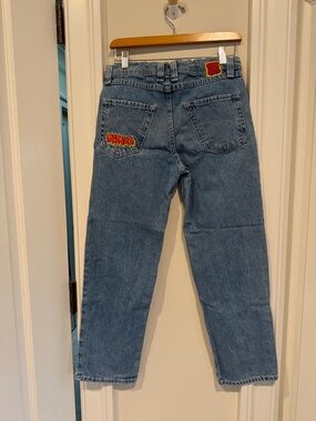 Boys Empyre Light Wash Blue Denim Jeans with Embroidered Patches 26x27